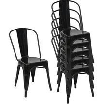 MCW Stapelstuhl MCW-A73 Metall schwarz 6er Set