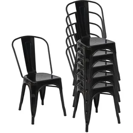 MCW Stapelstuhl MCW-A73 Metall schwarz 6er Set