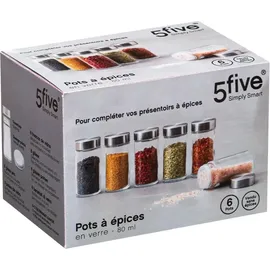 5five simply smart - 6 Gewürzgläser 80ml Edelstahldeckel - 5five
