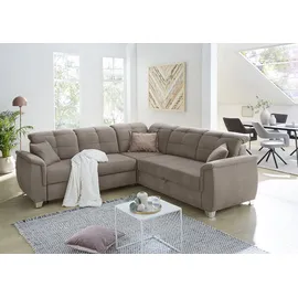 Jockenhöfer Ecksofa JOCKENHÖFER GRUPPE "Udine L-Form", braun, B:263cm T:100cm, Luxus-Microfaser in Lederoptik (100% Polyester);Kissen: 44% Polyethylem, 30% Polyacryl, 26% Polypropylen, Sofas, Ecksofa, 6 individuell, verstellbaren Kopfteilen, Gästebett- und
