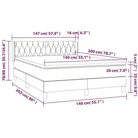 vidaXL Boxspringbett 140 x 200 cm Dunkelgrau