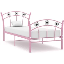 Einzelbett mit Fußball-Design Rosa Metall 90x200 cm
