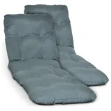 Beautissu 2X Auflage Sonnenliege Deckchair Flair RL, 190x60x8 cm, Taubenblau - Blau