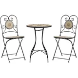 vidaXL Mosaik-Bistro-Set Terrakottarot und Weiß Eisen und Keramik