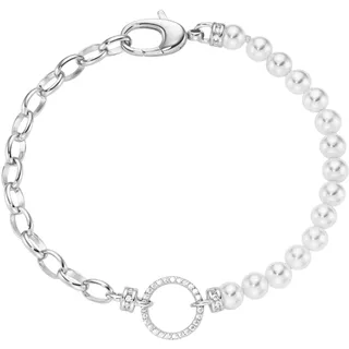 GIORGIO MARTELLO MILANO - Armband mit weißen Muschelkern-Perlen und Zirkonia, Silber 925 Armbänder & Armreife Silber Damen (88.99 € / )