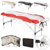 Melko Massageliege Massageliege Massagebank Massagetisch inkl. Tasche 2 Zonen Therapieliege Klappbar Höhenverstellbar Aluminium Gestell Armlehnen Armaufhängung Behandlungsliege Kopfstütze mit Loch Polsterung Ruheraumliege Kosmetikliege Rot Schwarz Beige Weiß (Stück), Abnehmbare Elemente schwarz