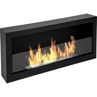 ethanol kamin S-Line BOX 90 cm mit schwarzen. Wandkamin mit glas. Ethanolkamin zum Aufhängen an der Wand. Biokamin 900mm. - Schwarz