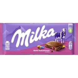 Milka Alpenmilch Schokolade mit bunten Kakaolinsen 100G