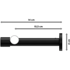 Interdeco GARDINENSTANGE Prestige Tanara 240 cm (geteilt in 2 x 120 cm), 1-läufig, 20 mm Ø Schwarz
