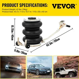 Vevor 5T Luftkissen Air Jack Wagenheber Pneumatisch, 400 mm Druckluft Luftringe