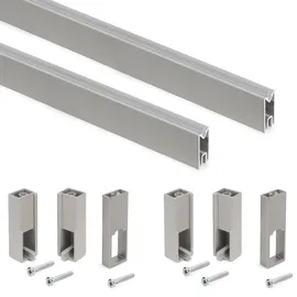 Emuca - Schrankstangen-Set Luxe, 1,15 m, Bemalte Steinfarbe, Aluminium und Kunststoff, Partie von 2