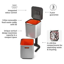 Joseph Joseph Totem Compact 40l Stainless Steel