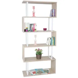 berlinlodge Bücherregal 183 x 80 x 30 cm Eiche-Optik Weiß