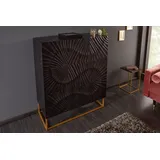 riess-ambiente Highboard SCORPION 120cm schwarz, Massivholz · Schrank · 3D Schnitzereien · Handarbeit · Wohnzimmer schwarz