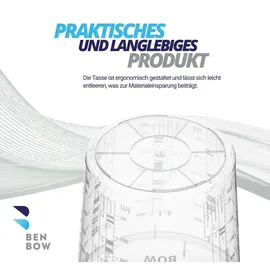 Benbow Profi-Messbecher mit Deckel 25x 385ml mit vielfältiger Skalierung - Becher mit Skala, Lackmischbecher, Meßbecher, Lackbecher