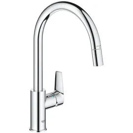 Grohe Bauedge mit herausziehbarem Auslauf Schwenkauslauf, Ausladung 215 mm, chrom