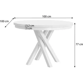 beautysofa Runder Tisch KRIS Ø 100–140 cm ausziehbar, Metallbeine, Loft-Stil, Farbe: Schwarz/Schwarz - Schwarz