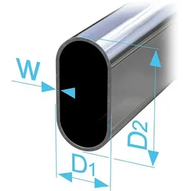 EDE P&G Schrank-Rohr oval 30 x 15 x 1200mm Stahl vernickelt