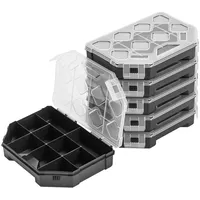 6x Sortimentskasten Kleinteilemagazin – 142 x 195 x 40 mm - Sortierkasten mit Transparent Deckel Sortierkoffer Werkzeugbox Sortimentskoffer