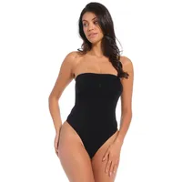 Magic Bodyfashion Shaping-Body MAGIC BODYFASHION "Bandeau Thong Body", Damen, Gr. M, N-Gr, schwarz, Obermaterial: 92% Polyamid, 8% Elasthan, unifarben, eng, ohne Ausschnitt, Bodys, Silikonrand an der Oberseite verhindert das Ausrollen