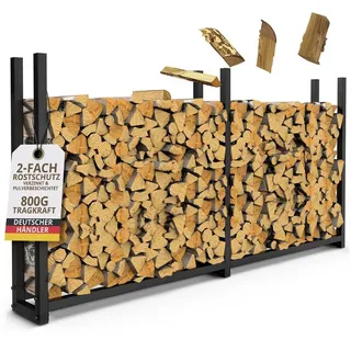 lawa living and lifestyle Kaminholzregal Metall verzinkt 223 x 25 x 115 cm ohne Plane Schwarz