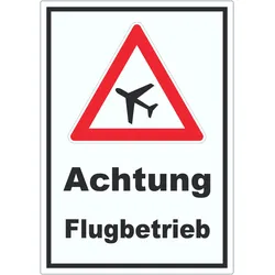 Aufkleber Achtung Flugbetrieb A7 (74x105mm)