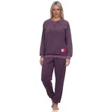 Normann Pyjama Normann Damen Frottee Schlafanzug Loungewear - auch in Übergröße rot 36-38