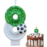 Shenrongtong Grüne Fußball-Geburtstagskerzen, glitzernde Zahlenkerzen | Fußball-Glitzerkerzen-Dekorationen – Pailletten-Kerzen, Partygeschenke für Geburtstag, Jahrestag