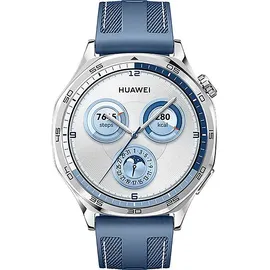 Huawei Watch GT 5 46 mm Silber Gewebe-Armband Blau + Freebuds 5i Bundle