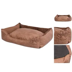 vidaXL Hundekorb Hundebett mit Kissen PU Kunstleder Größe M Beige Körbchen Hund beige