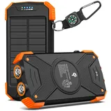 BLAVOR Solar Powerbank 10000 mAh Solarladegeräte PD 20W USB C Schnelles Laden Qi kabelloses Ladegerät für den Außenbereich tragbare Power Bank Externer Akku mit Solarpanel für Handy Camping Freien