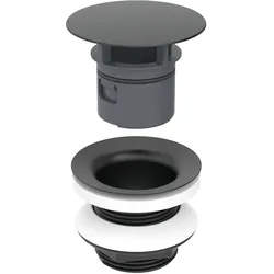 Geberit Ablaufventil, nicht verschließbar, 8 cm, Montagezubehör, schwarz matt