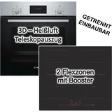 Bosch Backofen HBF114 mit PKM Induktionskochfeld IN4 autark, 60cm - Silber