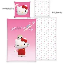 Hello Kitty 4471218050 - Super Style Bettwäsche, 80x80 cm + 135x200 cm, 100% Baumwolle