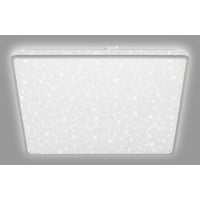 Briloner Leuchten - LED Deckenlampe mit Sternenhimmel, LED Deckenleuchte Sternendekor, Backlighteffekt, Flach, Neutralweißes Licht, 370x370x50 mm, chrom-matt