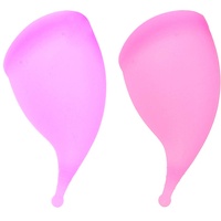 Exceart 2 Stück Menstruationstassen Silikonperiodenbecher Auslaufsicherer Monatlicher Menstruationsbehälter-Sammler für Damen (Pink Lila)