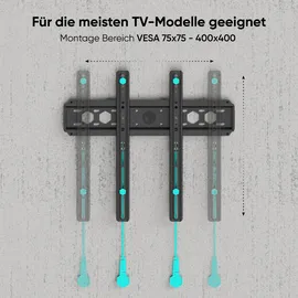 ONKRON TV Wandhalterung flach für 35-65 Zoll TVs bis zu 68 kg, Ultra Slim TV Wandhalterung fest 75x75-400x400 VESA Halterung Fernseher/universal Fernsehhalterung Wand Schwarz FM5-B