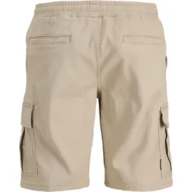 JACK & JONES "JPSTCOLE DYLAN CARGO SHORTS MID", Herren, Gr. S, N-Gr, crockery, Web, Obermaterial: 98% Baumwolle, 2% Elasthan, unifarben, relaxed fit knöchellang, Hosen Cargohose