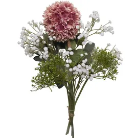 2474U Kunstblumenstrauß rosa weiß, Künstliches Blumen-Bouquet 50 cm Maria - Rosa/Weiß/Grün