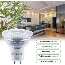 Lumiled Reflektorlampe 10 Stück 8W GU10 4000K neutralweiß