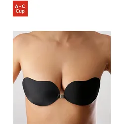 Klebe-BH LASCANA, Damen, Gr. - (C), Cup C, schwarz, Microtouch, Obermaterial: 87% Polyamid, 13% Elasthan, Basic, BHs Bandeau-BH Klebe-BH BH-Accessoire, ohne Bügel mit Silikon und praktischem Vorderverschluss