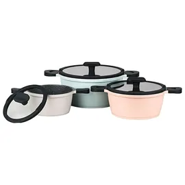 Mulex HAPPINESS TASTYLINE Topf-Set 6-tlg. 2 x Bratentopf + 2 x Fleischtopf + 2 x Stielkasserolle