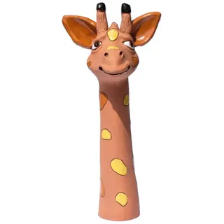 dekotrend.gallery Tierfigur Zaunhocker Gartenstecker Giraffe Kopf Keramik Skulptur Figur Objekt, Zaunsitzer Afrika Dekofigur Dekoskulptur Dekoobjekt