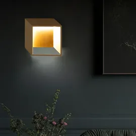 WOFI Wandlampe Innen LED Modern Wohnzimmer Wand LED Lampe Treppenhaus Innen goldfarben, Down Strahler Metall, 5,5w 400lm Warmweiß, Lxbxh 25x9,2x25 cm, Wofi 4416.01.15.8000