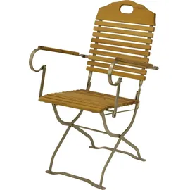 DEGAMO BAD TÖLZ 5-teilig (2x Stuhl, 2x Armlehnensessel, 1x Tisch Rund 100cm), Flachstahl verzinkt - Garnitur