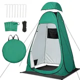 Pop Up Duschzelt Camping anngrowy Toilettenzelt mit Regenschutz und Fenstern, UV50+ Tragbares Umkleidezelt Privatsphäre Toilette Umkleidekabine, Sichtschutz Zelt für Outdoor Wandern Strand -Grün