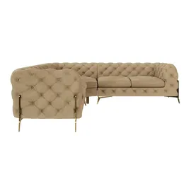 S-Style Chesterfield Ecksofa Natalie ¦ beige ¦ Maße (cm): B: 264 H: 75