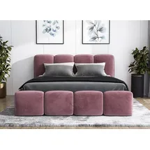 A&J MöbelLand Polsterbett DONA-OM 90 x 200 cm rosa