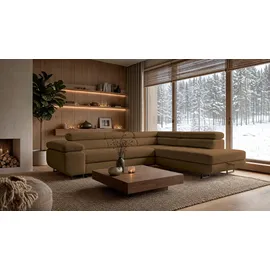 storez24 Eckcouch Textil 3-Sitzer Braun