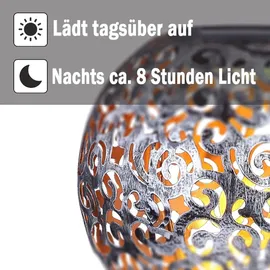 bmf-versand Solarleuchte Garten Außen Solarlampe 2er Set Kugel 19 cm Außenlampe Solar Silber - Silber/Schwarz